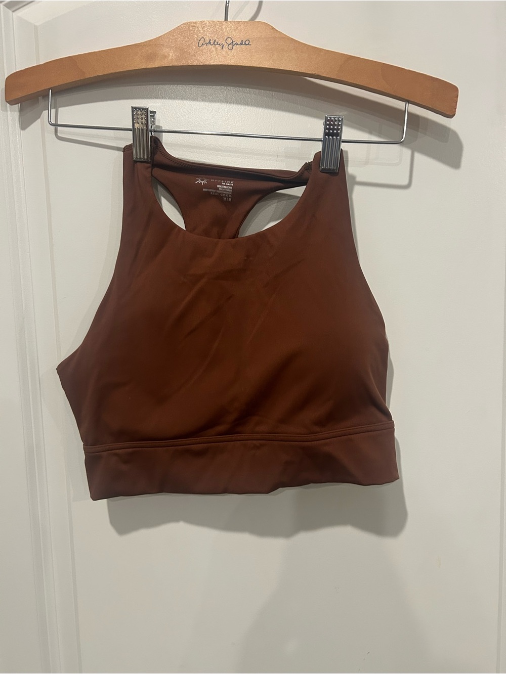 OFFLINE by Aerie Racerback Sports Bra in Rust Brown